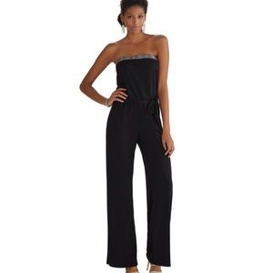 White House Black Market Strapless Embellished Black Jumpsuit